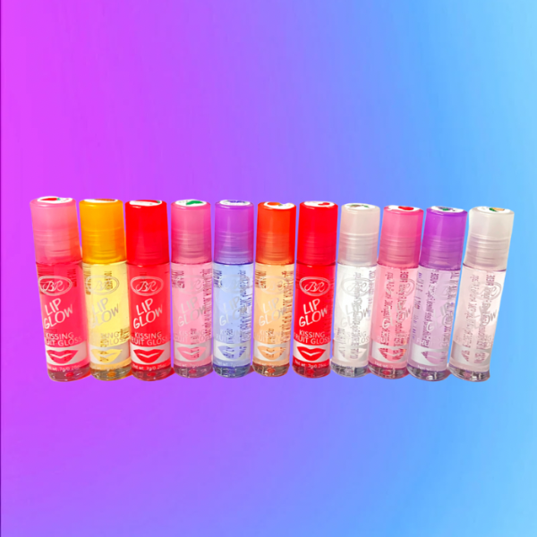 B.R Fruit Lip Glow Gloss with hydrating formula and fruity flavor in roller tube packaging